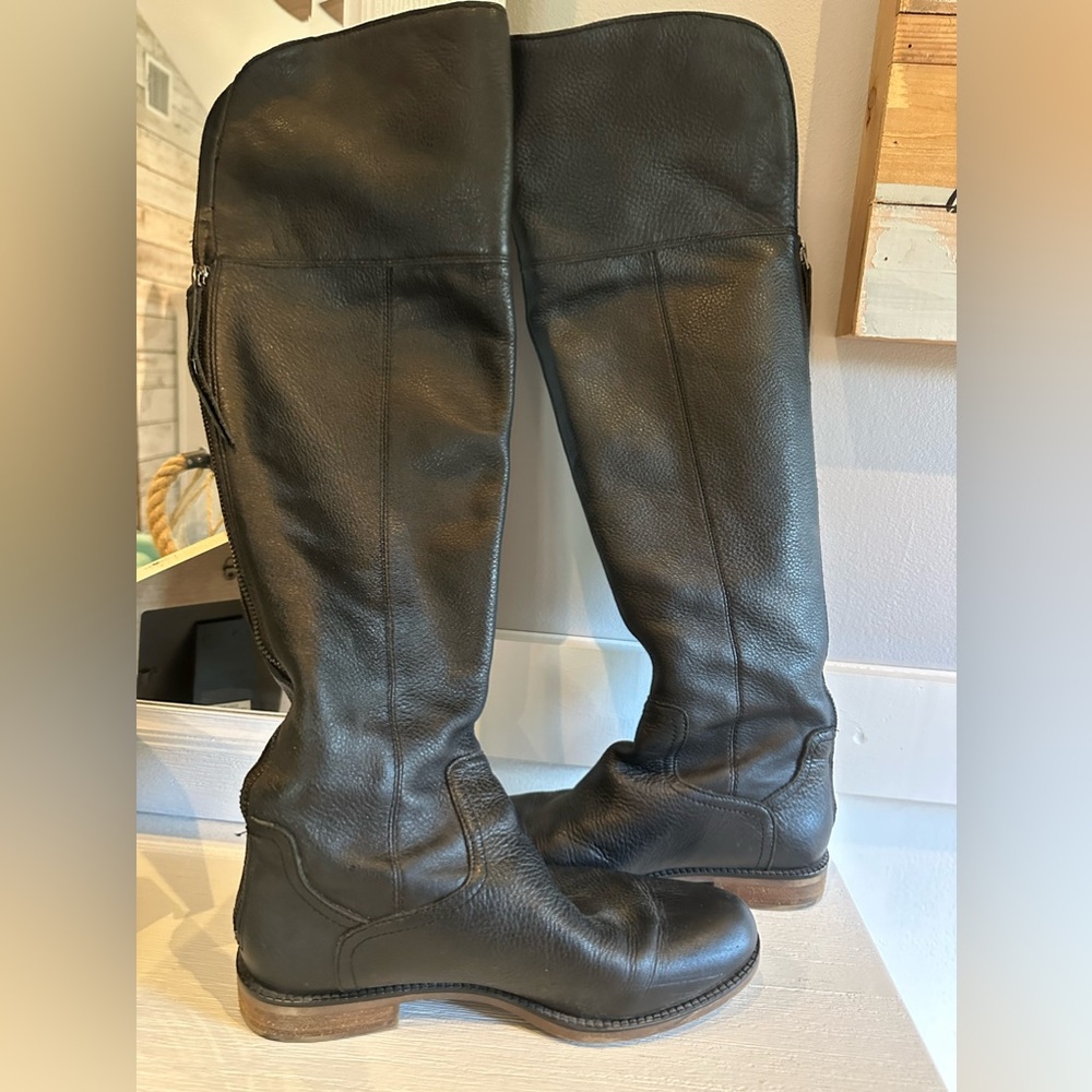 Franco Sarto over the knee black leather boots size 6.5